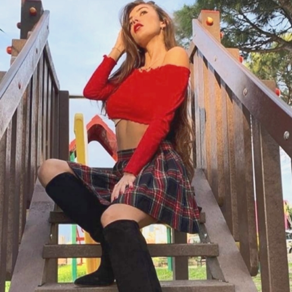Off The Shoulder Red Crop Top